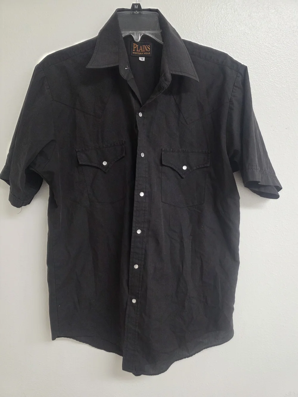 Plains Western Wear Men's Black Short-Sleeve Button-Down Shirt (0528)